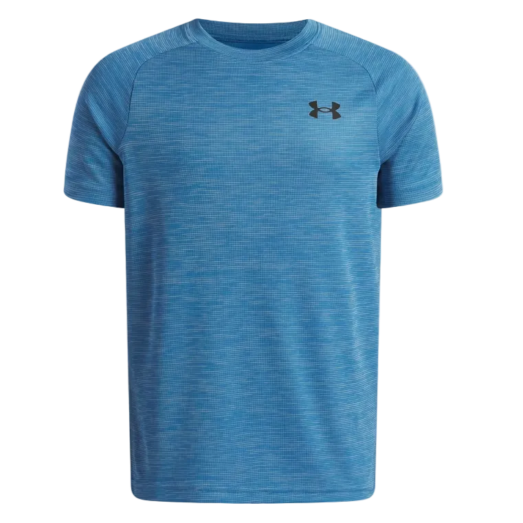 Under Armour Boys Textured Short Sleeve T-Shirt Aegean Blue/Black