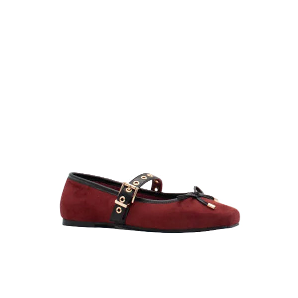 Una Healy Verano women's rust red ballet flats with bow detail