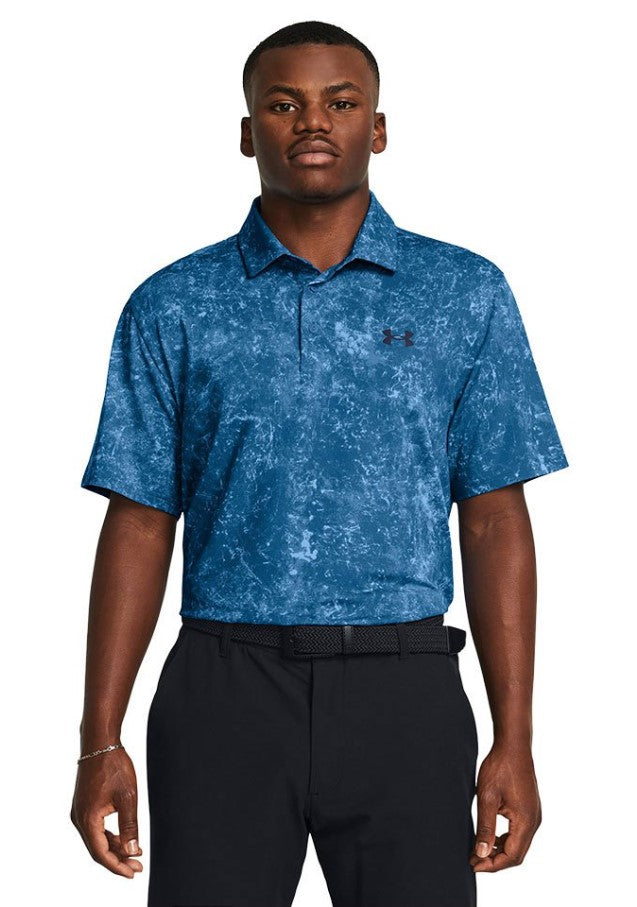 Under Armour Playoff 3.0 Printed Golf Polo Shirt - Photon Blue, Medium