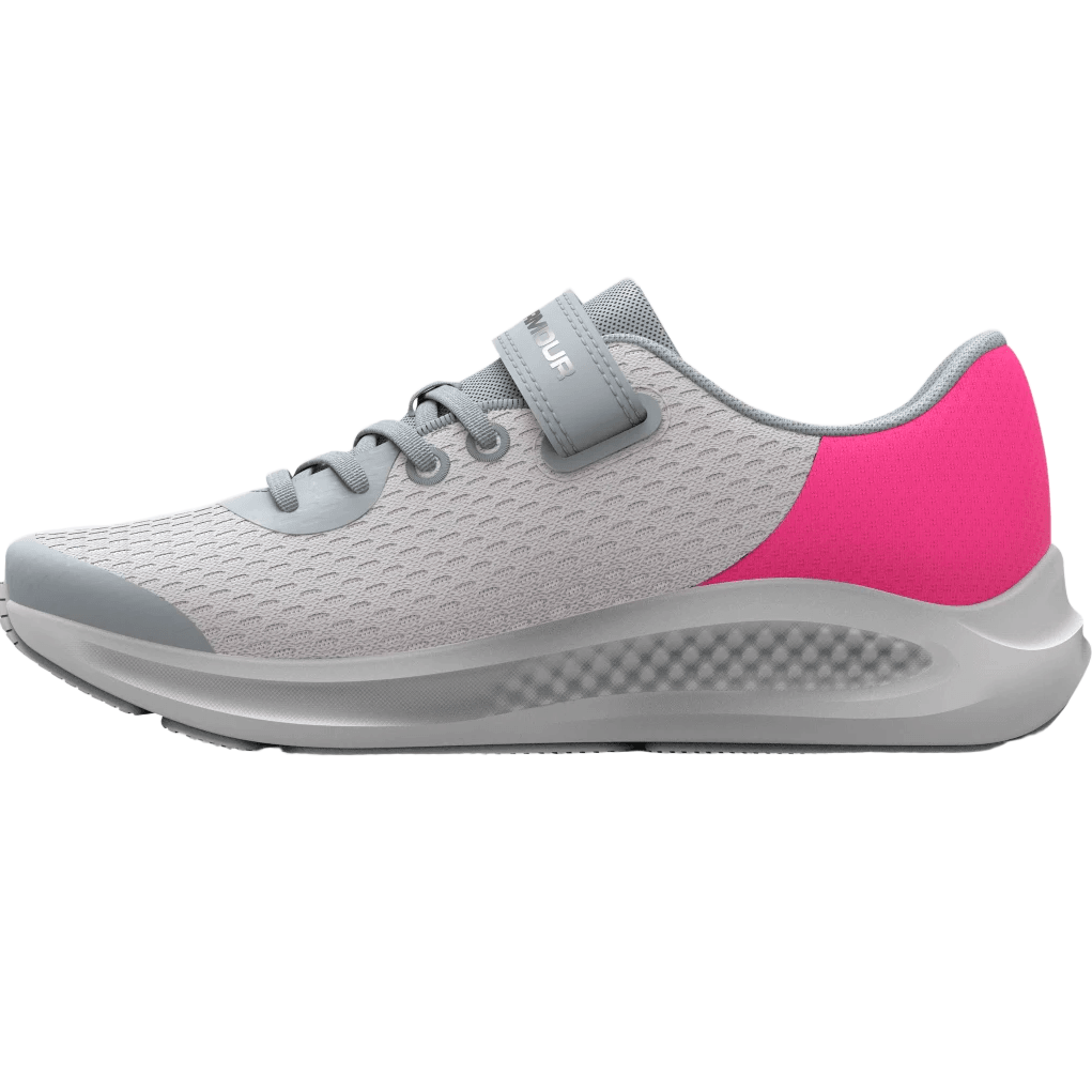 Under Armour Girls Trainer GPS Pursuit 3 AC Halo Grey Pink Donaghys