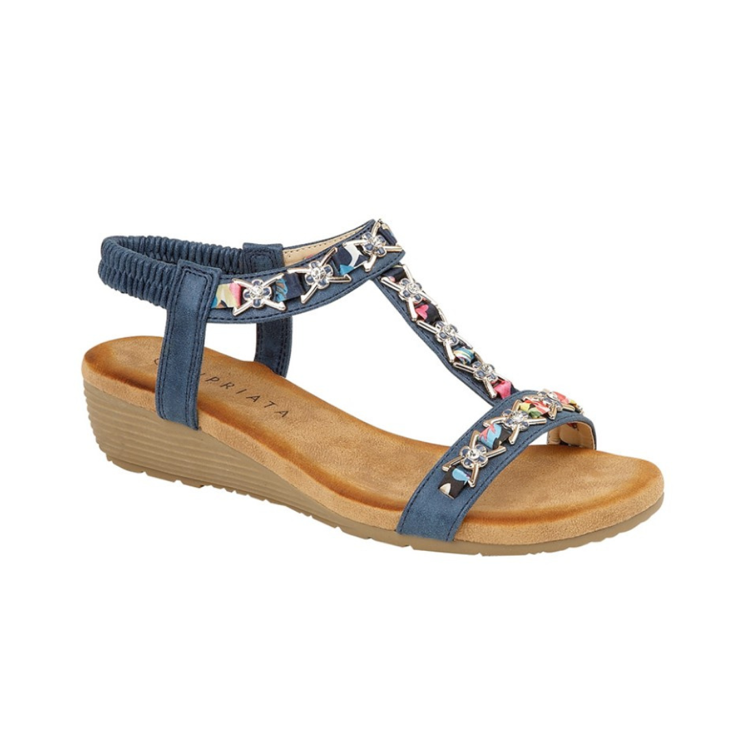Cipriata women's blue sandal with elasticated