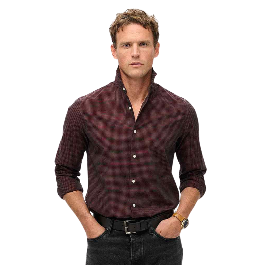 Superdry Mens Casual LS Shirt Red/Green Check