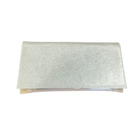Bioeco women's gold leather and patent clutch bag with detachable strap
