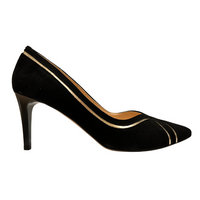 Emis women's black and gold leather slip-on shoe