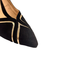 Emis women's black and gold leather slip-on shoe