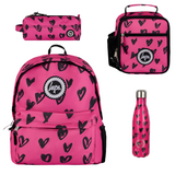 Hype Kids Backpack Scribble Hearts Pink/Black Glitter