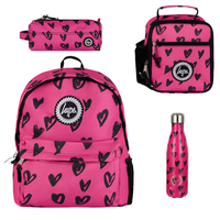 Hype Kids Backpack Scribble Hearts Pink/Black Glitter