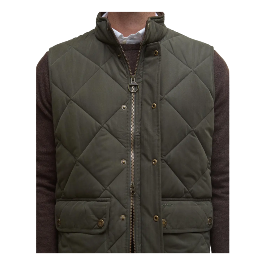 Barbour Mens Gilet Lowerdale Quilted Dark Olive