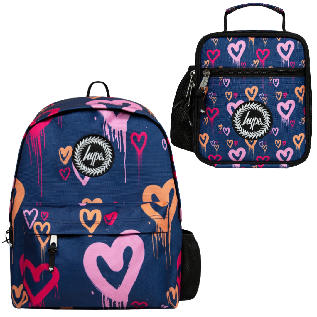 Hype Girls Backpack Heart Drips Navy
