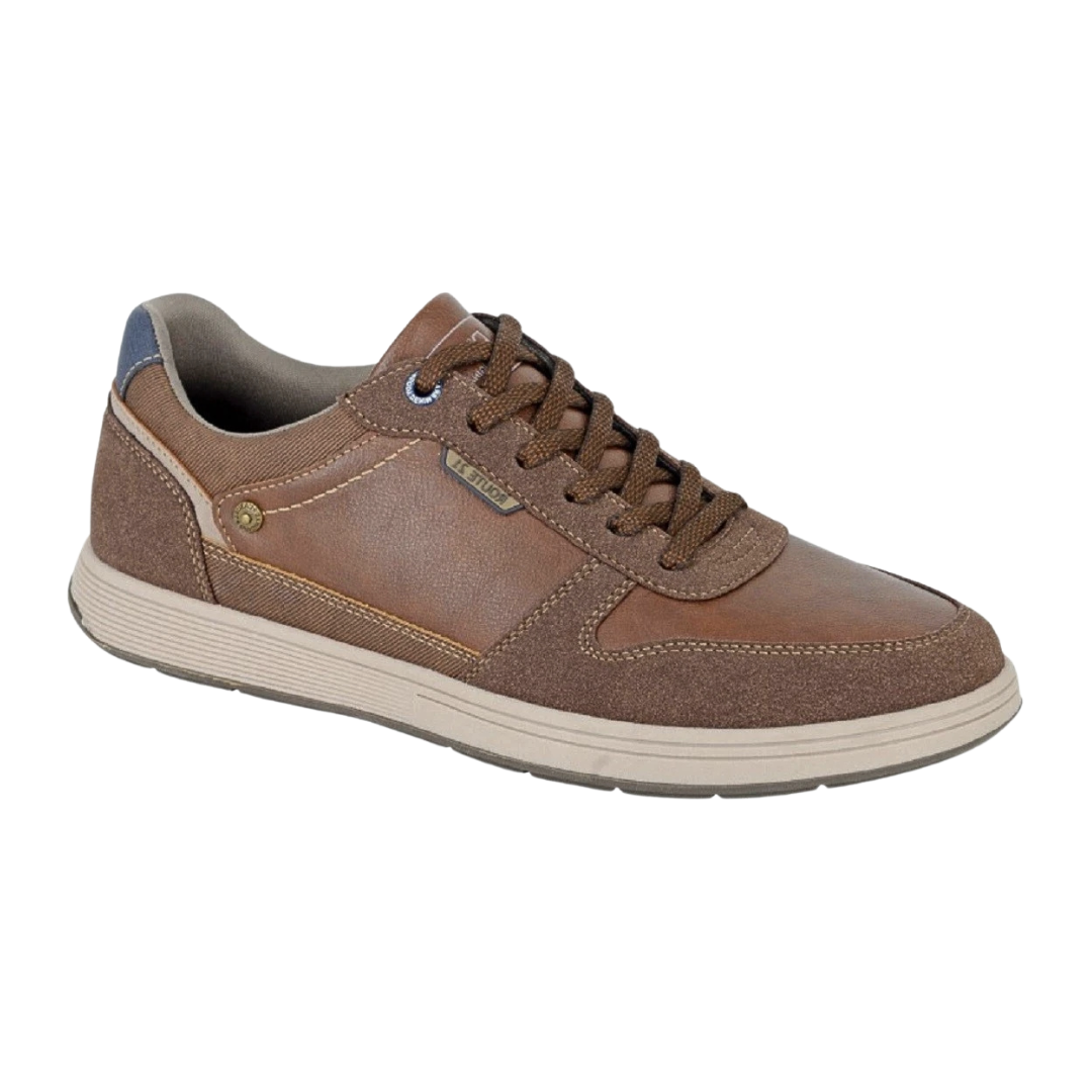 Route 21 men's cognac lace-up trainer