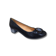 Bioeco women's navy leather shoe with buckle