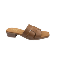Oh My Sandals women's brown leather slip-on sandal
