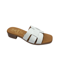 Oh My Sandals women's white leather slip-on sandal