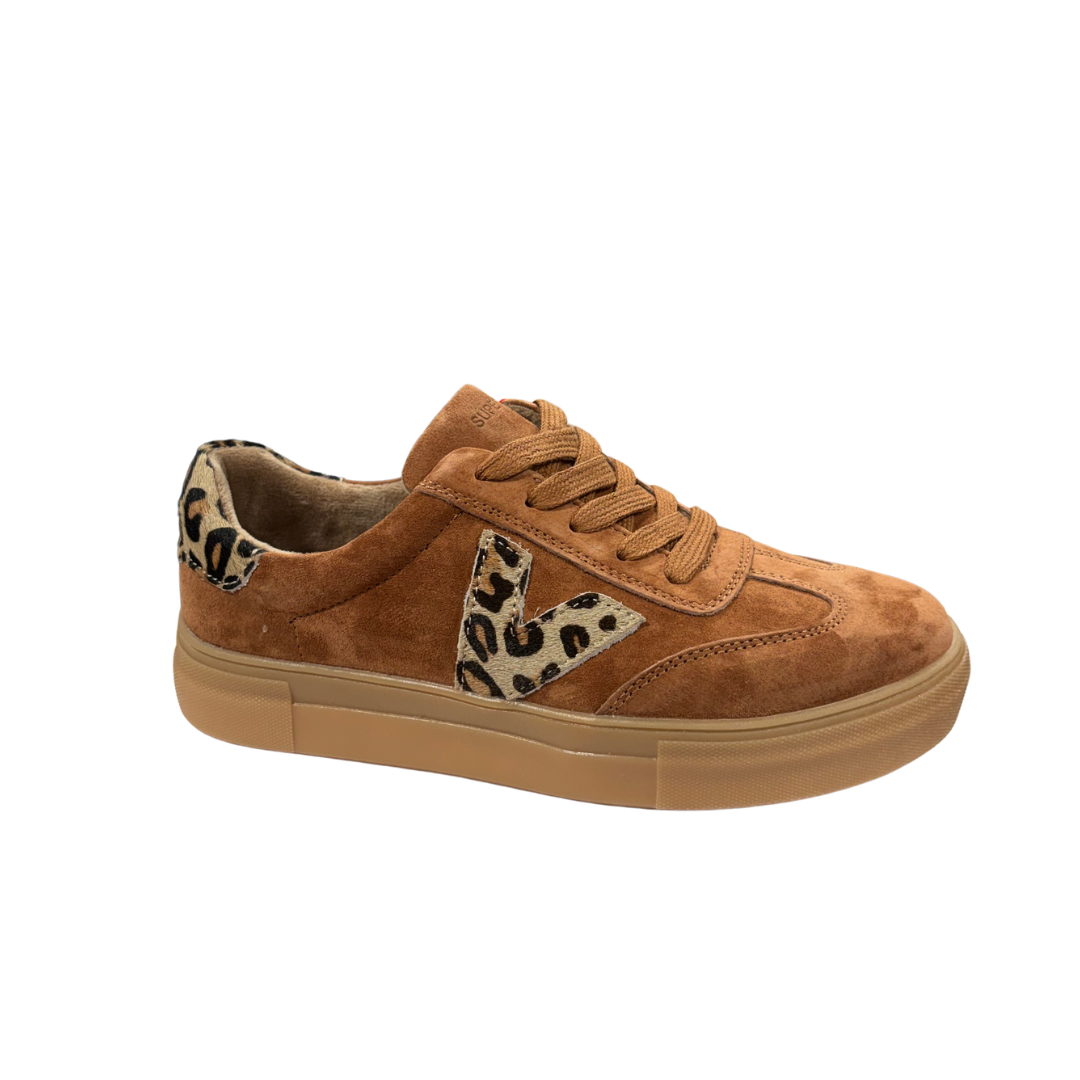 Drilleys women's brown suede lace-up trainer