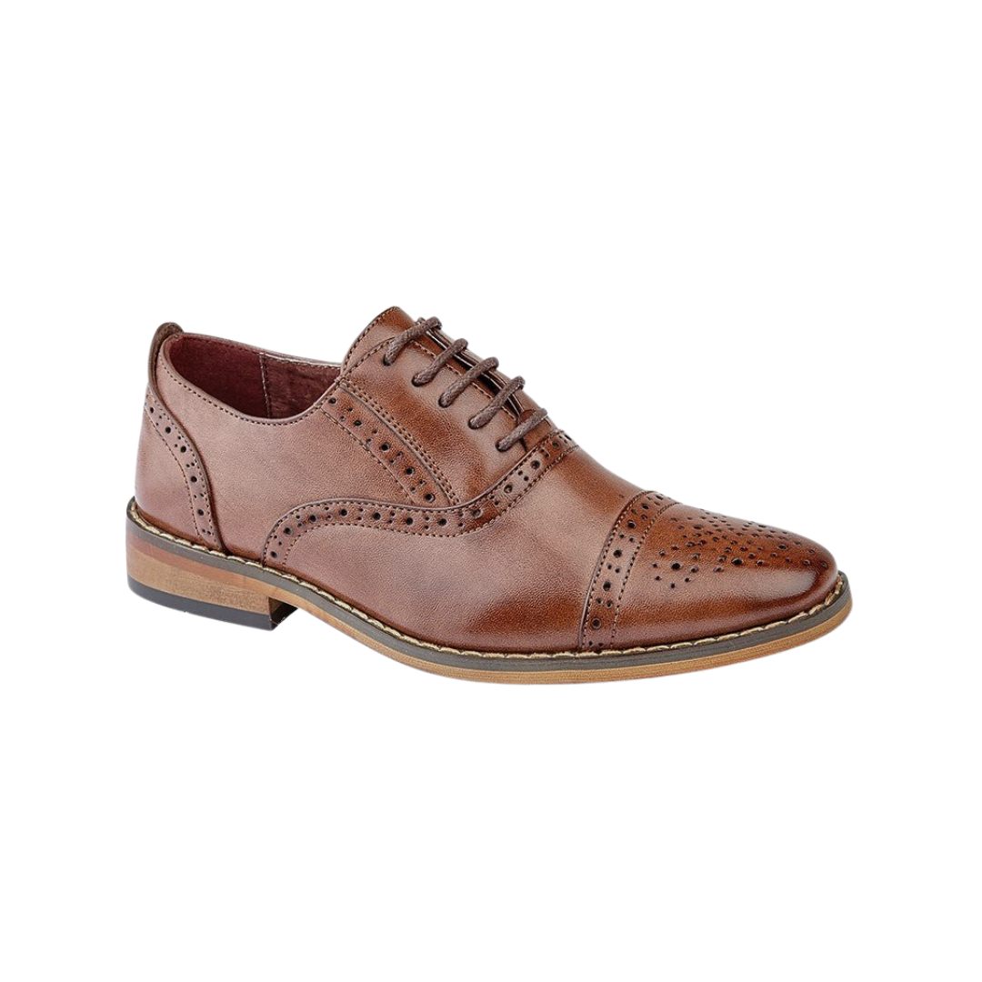 Goor boys' brown lace-up brogue shoe with cap toe