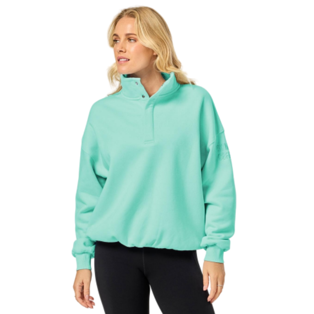 Gym+Coffee Womens Sweatshirt Snap Collar Sierra Peppermint
