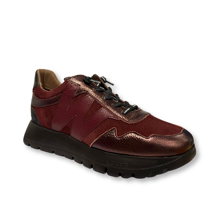 Wonders women's copper leather lace-up trainer