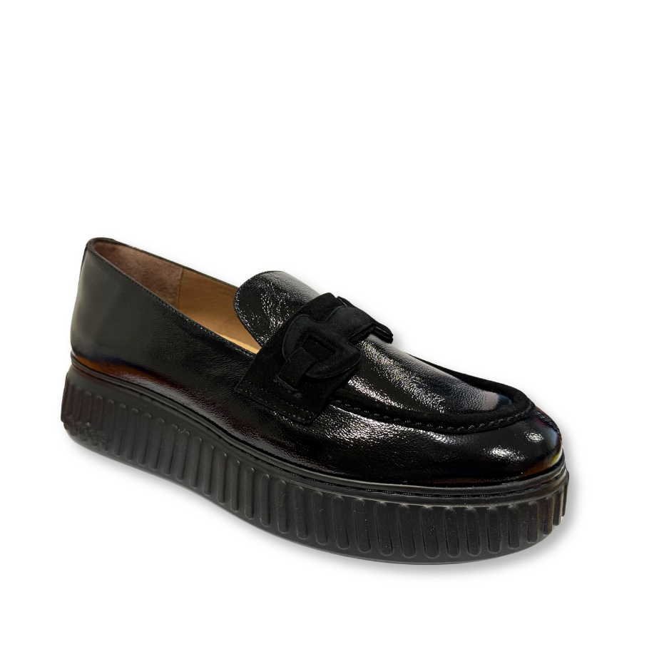 Wonders women's black leather shoe