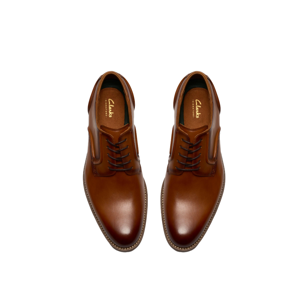 Clarks Mens Shoe Craft Remi Lace Brown Leather