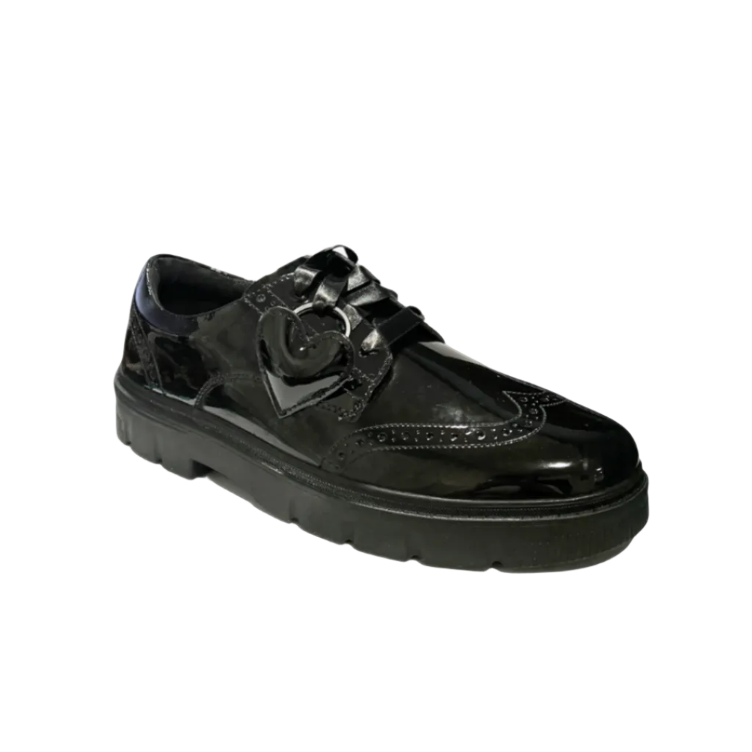 Clarks Girls Shoe Lorcam Lace Y. Black Patent