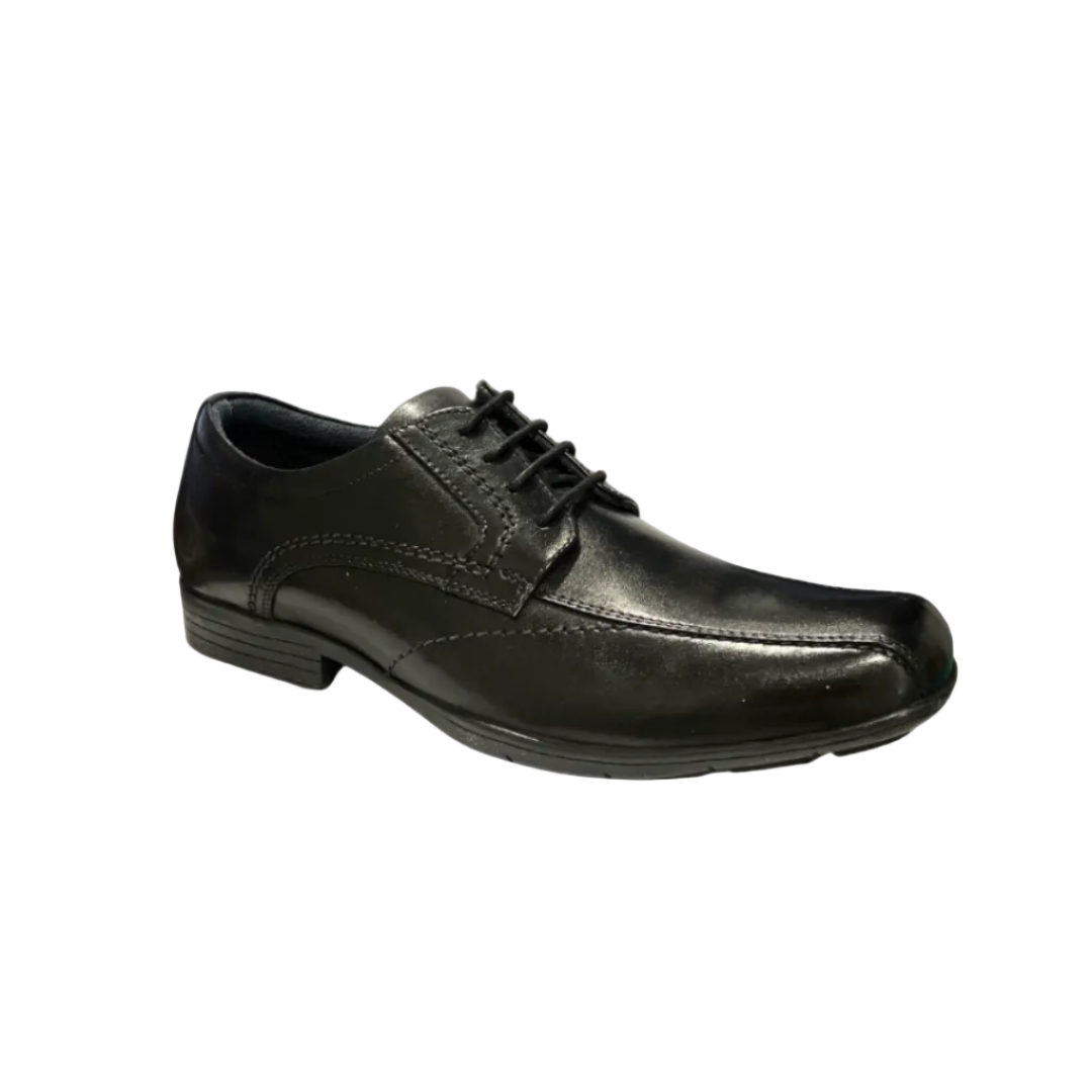 Hush Puppies boys' black leather lace-up school shoe