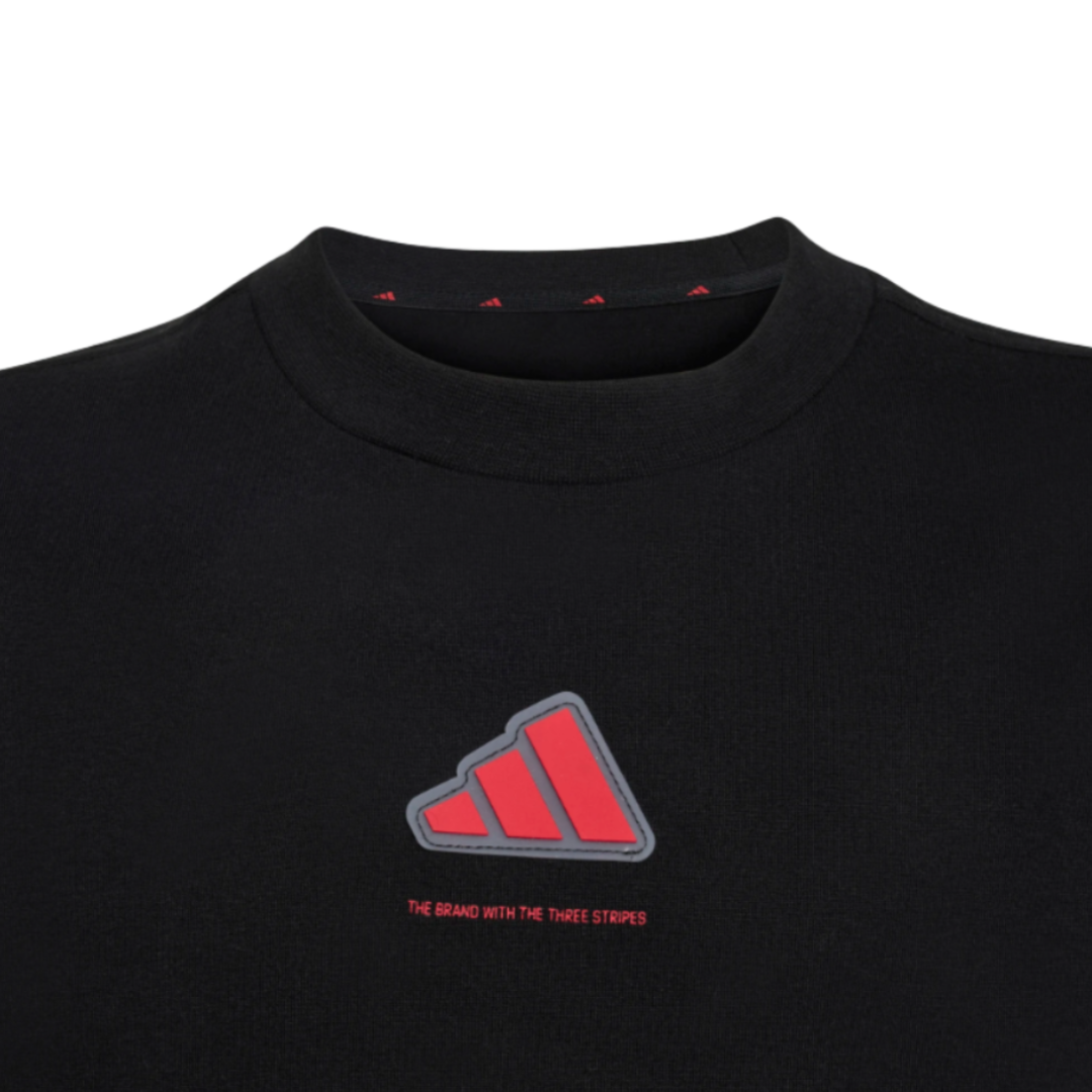 Adidas Boys T-Shirt Slogan Single Jersey Black