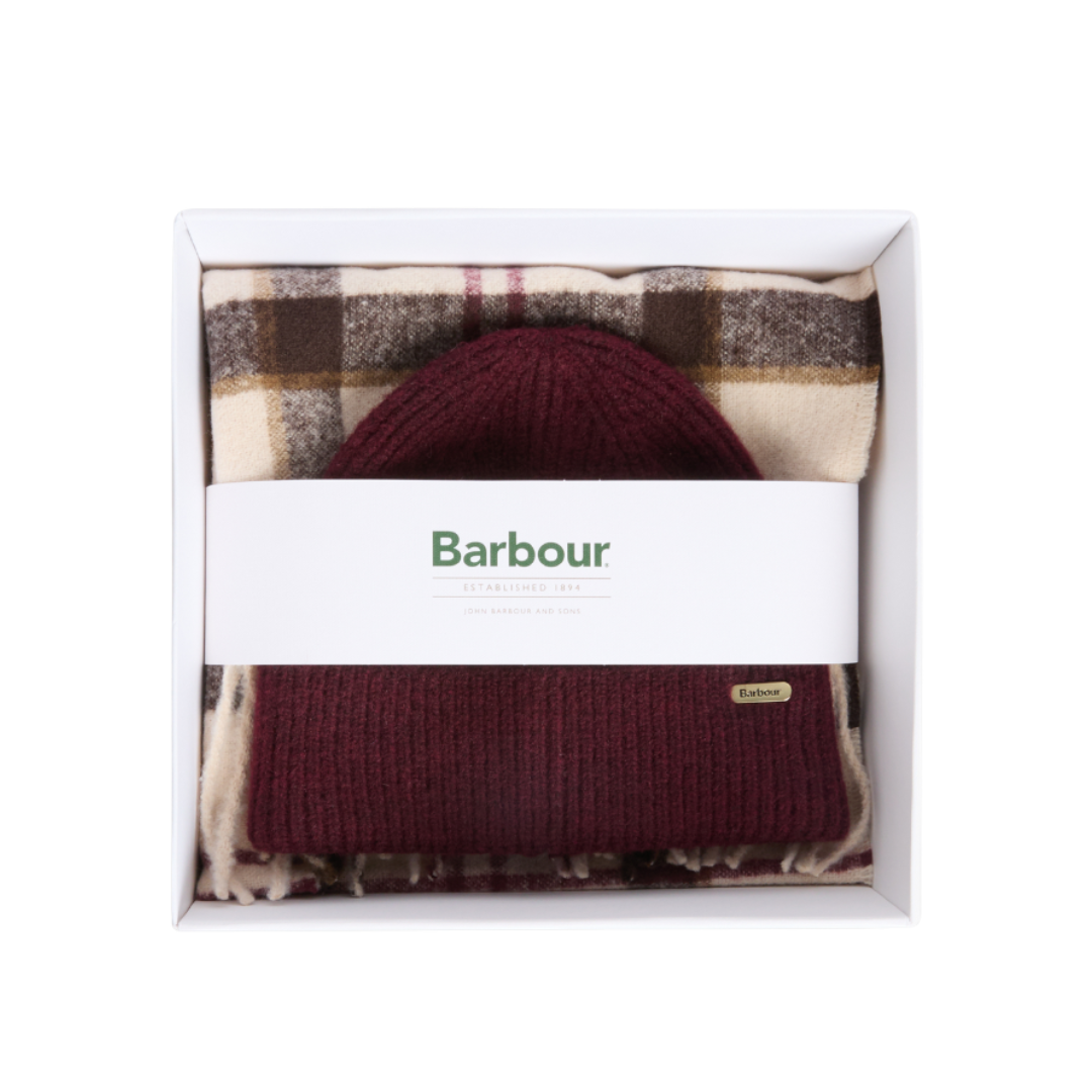 Barbour Womens Beanie/Scarf Olivia Gift Set Light Muted Tartan
