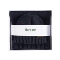 Barbour Mens Beanie/Scarf Carlton Fleck Gift Set Navy