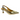 Gold high-heeled shoe on a white background