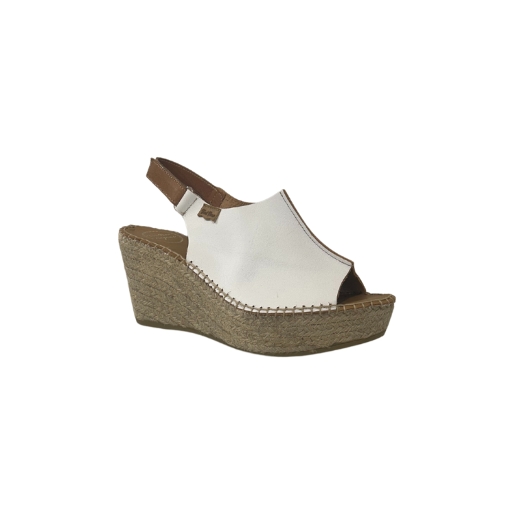 Toni Pons women's white leather sandal with velcro