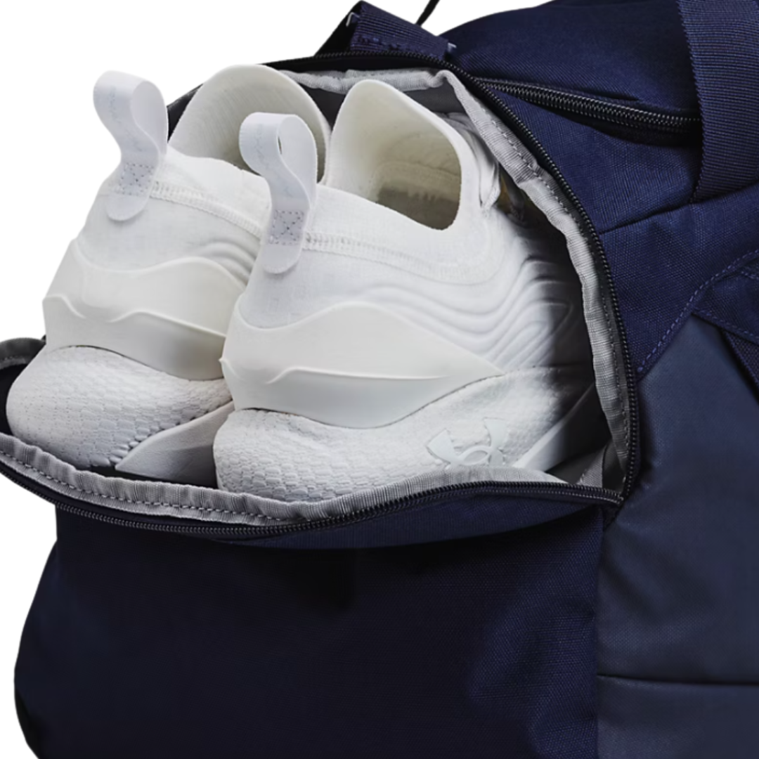 Under Armour Undeniable 5.0 small navy and silver duffle bag, water-repellent
