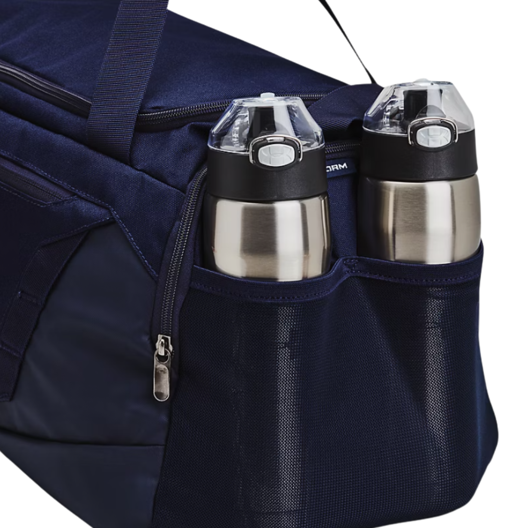 Under Armour Undeniable 5.0 small navy and silver duffle bag, water-repellent
