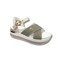 Lloyd & Pryce women's black synthetic leather sandal with buckle