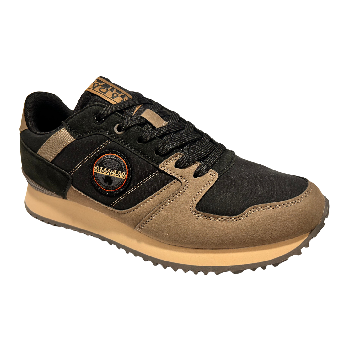 Napapijri men's black and brown suede trainer