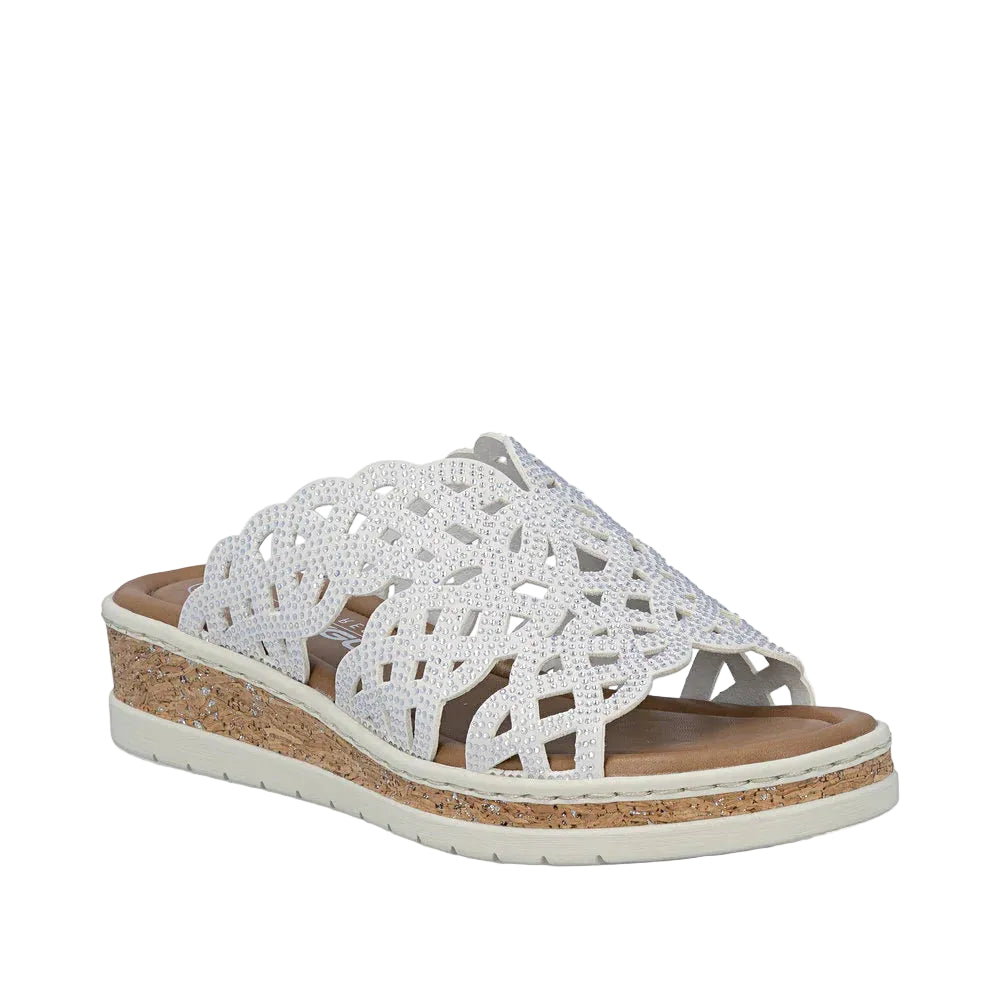 Rieker women's white slip-on sandal