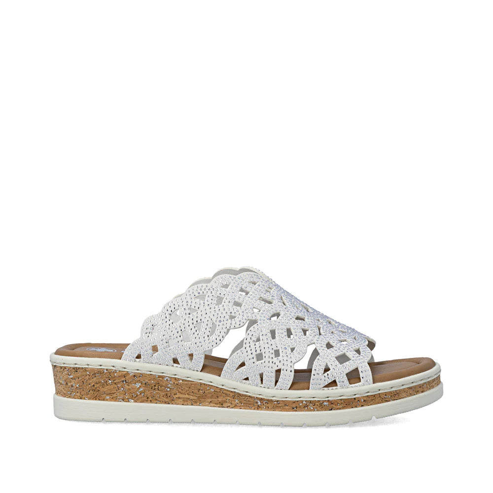 Rieker women's white slip-on sandal