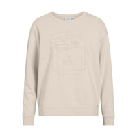 Vila Womens Top Maldea Abstract O-Neck L/S Birch