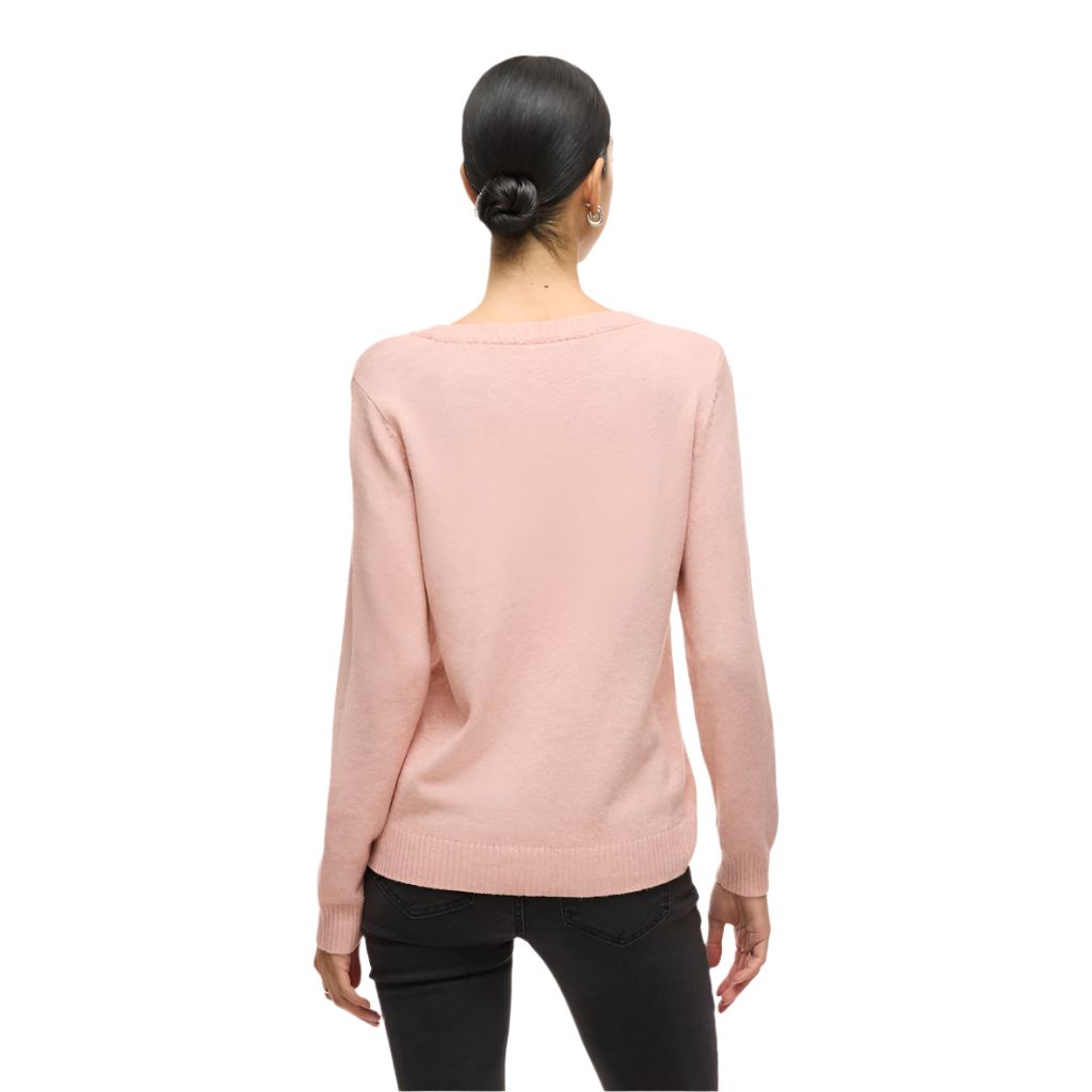 Vila Womens Top Ril O-Neck L/S Knit Misty Rose/Melange
