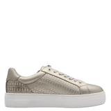 Tamaris women's gold lace-up trainer