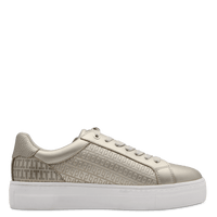 Tamaris women's gold lace-up trainer