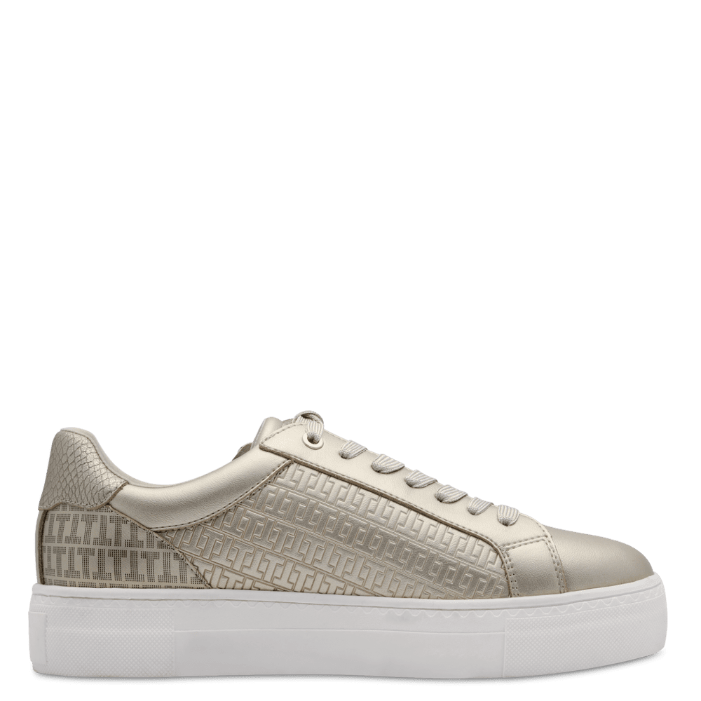 Tamaris women's gold lace-up trainer