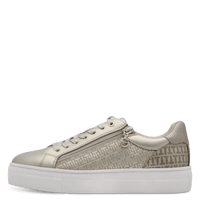 Tamaris women's gold lace-up trainer
