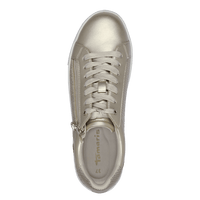 Tamaris women's gold lace-up trainer