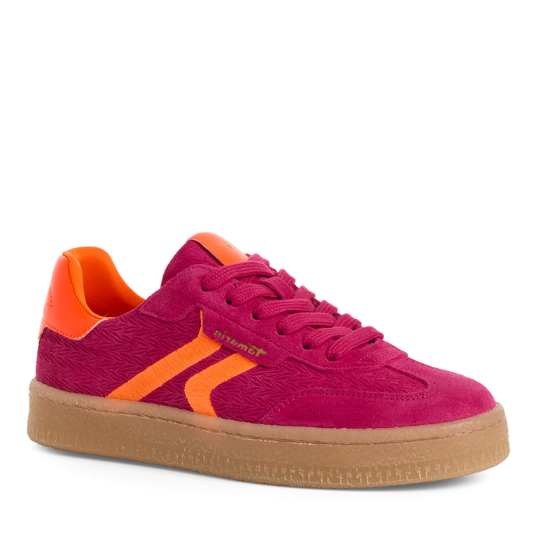 Tamaris women's pink suede lace-up trainer