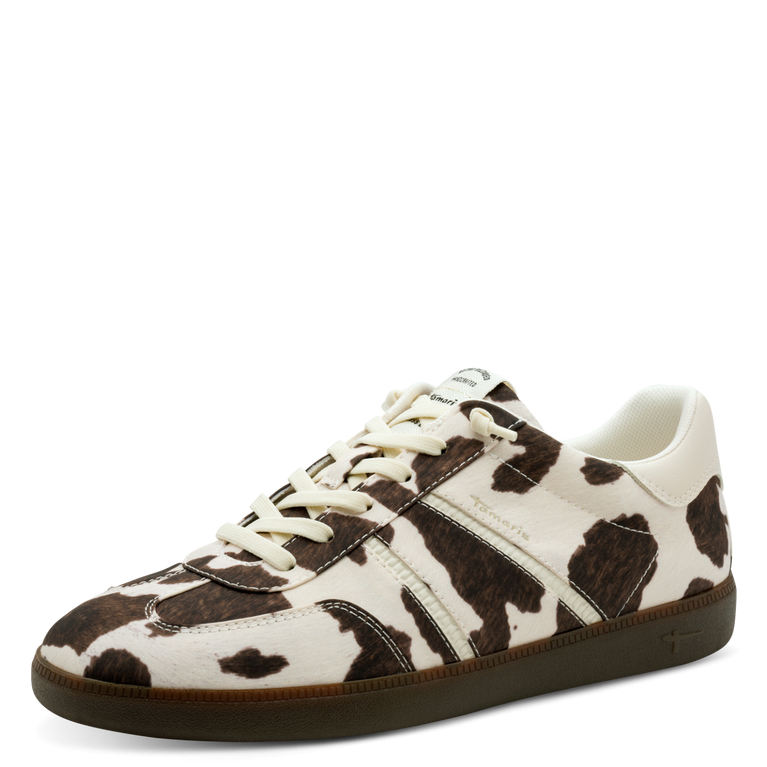Tamaris women's brown leather lace-up trainer
