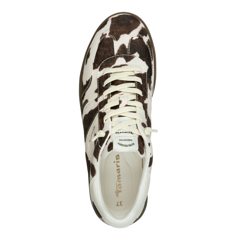 Tamaris women's brown leather lace-up trainer