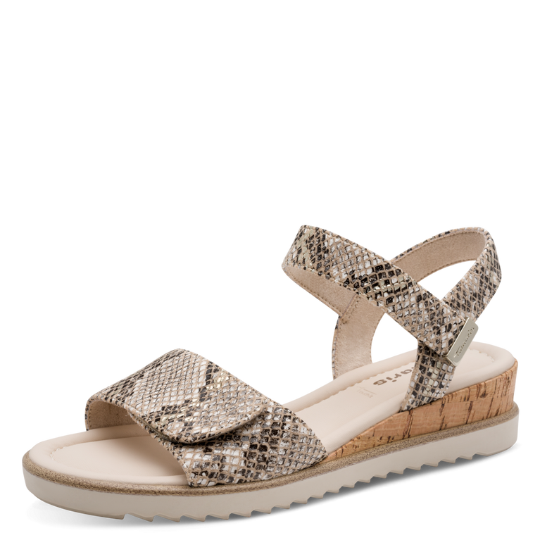 Tamaris Womens Sandal 1-28118-44 Beige Snake