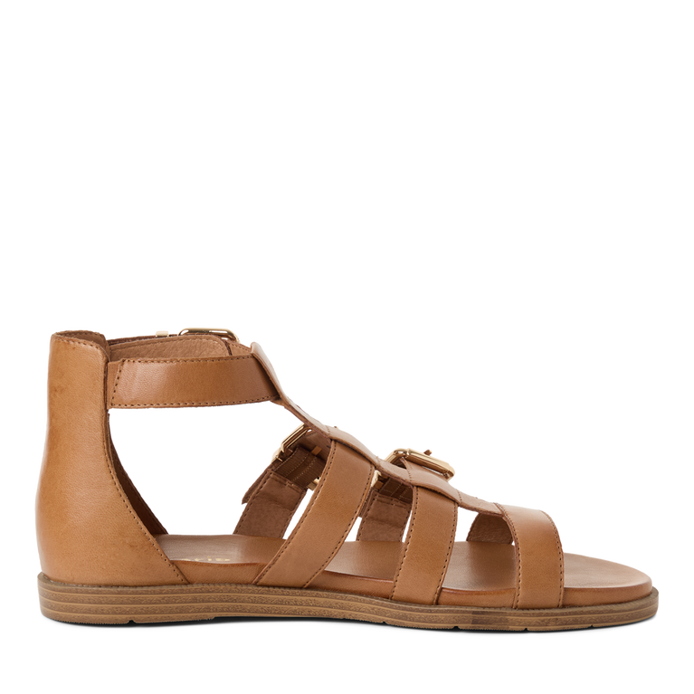 Tamaris women's cognac leather sandal with buckle
