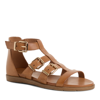 Tamaris women's cognac leather sandal with buckle