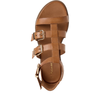 Tamaris women's cognac leather sandal with buckle